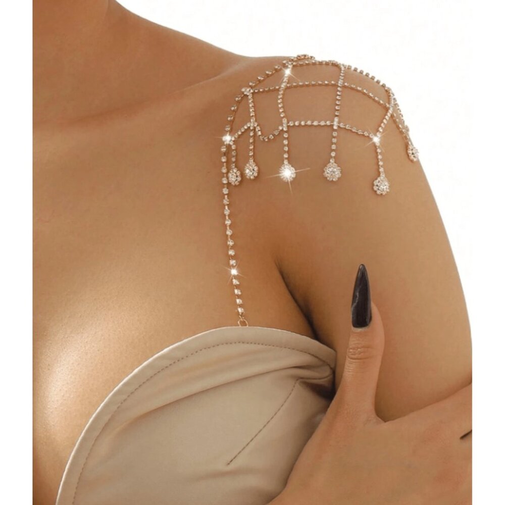 Luxurious Rhinestone Shoulder Chain – Elegant Crystal Body Jewelry for Women